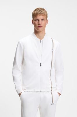 Active zip-up sweatshirt with moisture management, White