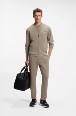 Active zip-up sweatshirt with moisture management, Light Brown