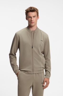 Active zip-up sweatshirt with moisture management, Light Brown
