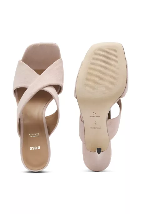 Suede sandals with crossover straps