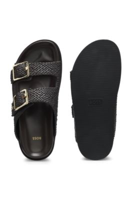 BOSS - Woven sandals with twin straps and buckles - Dark Brown