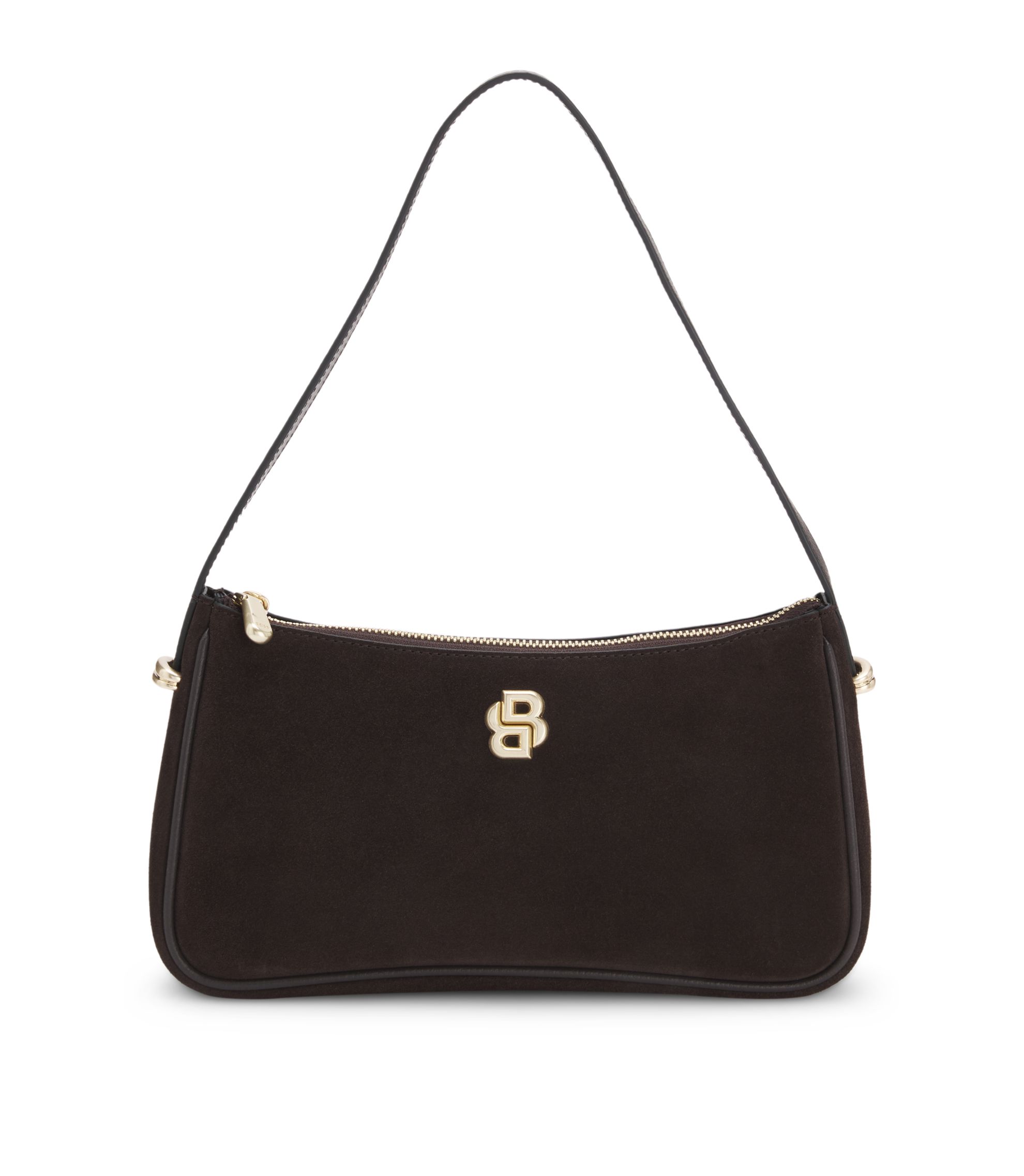 Umhängetasche aus Veloursleder mit metallenen Double-B-Monogramm