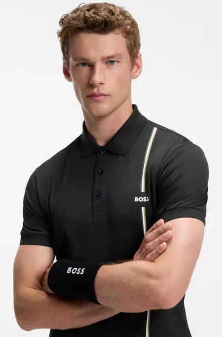 Active quick-dry polo shirt with signature stripe