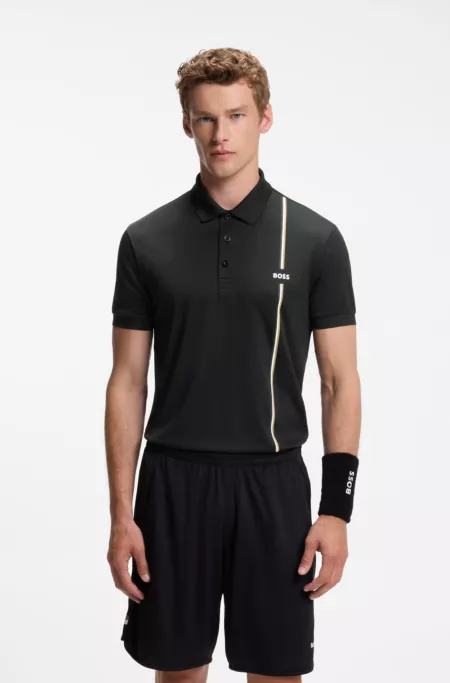 Active quick-dry polo shirt with signature stripe