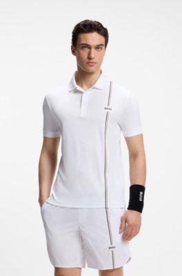 Active quick-dry polo shirt with signature stripe