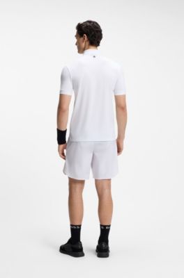 Active quick-dry polo shirt with signature stripe, Natural