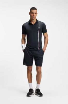 Active quick-dry polo shirt with signature stripe, Dark Blue