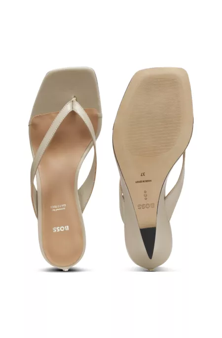 Leather thong sandals with a wedge heel
