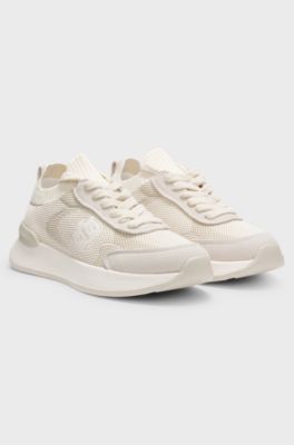 Sneakers calzino con monogramma Double B, Beige chiaro