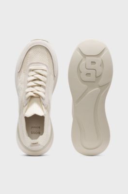 Sneakers aus Strick mit Double-B-Monogramm, Natur