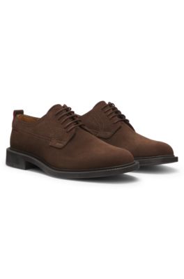 Derby shoes in suede, Brown