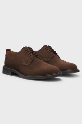 Derby shoes in suede, Brown