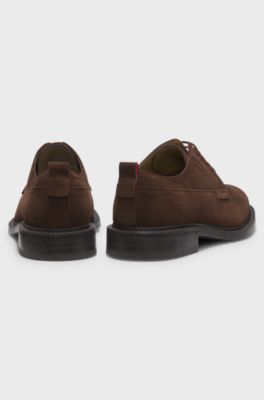 Derby shoes in suede, Brown