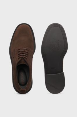 Derby shoes in suede, Brown