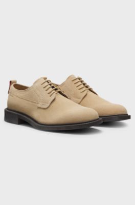 Chaussures derby en cuir su&eacute;d&eacute;, Beige clair