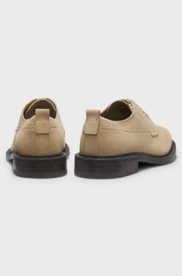 Chaussures derby en cuir su&eacute;d&eacute;, Beige clair