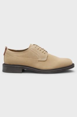 Derby shoes in suede, Light Beige
