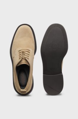Chaussures derby en cuir su&eacute;d&eacute;, Beige clair