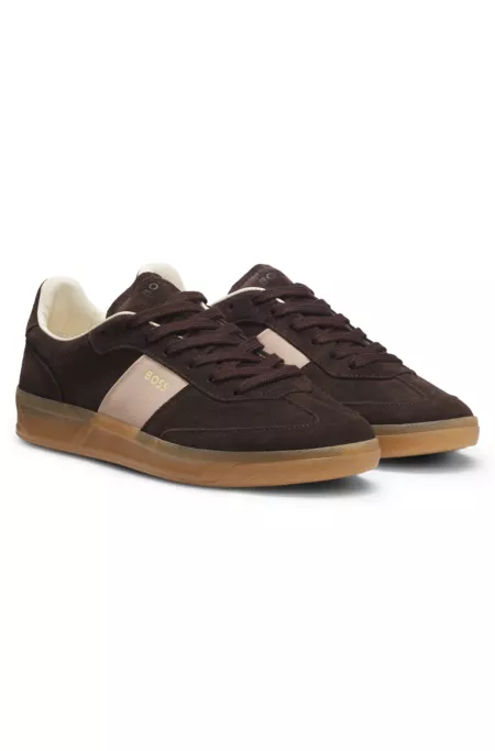 Suede trainers with smooth-leather trims