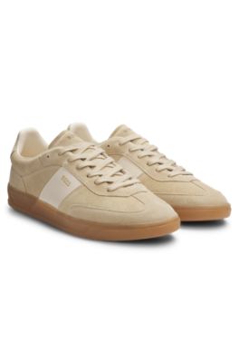 Suede trainers with smooth-leather trims, Light Beige