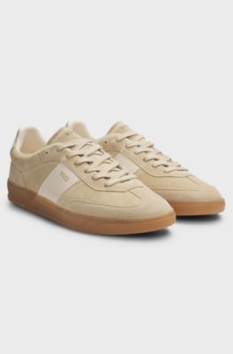 Suede trainers with smooth-leather trims, Light Beige