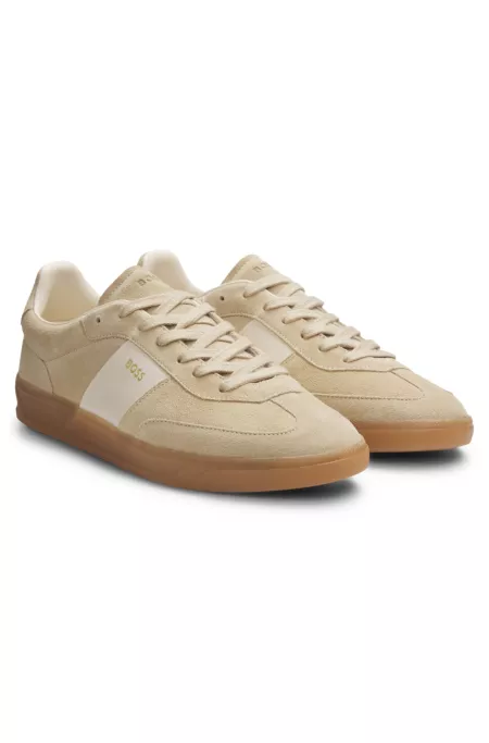 Suede trainers with smooth-leather trims