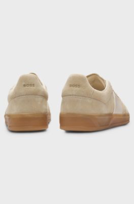 Suede trainers with smooth-leather trims, Light Beige
