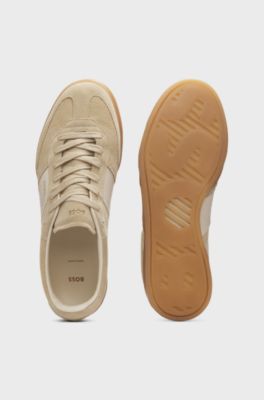 Suede trainers with smooth-leather trims, Light Beige