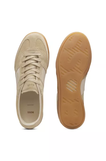 Suede trainers with smooth-leather trims