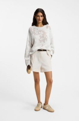 Suede trainers with smooth-leather trims, Light Beige