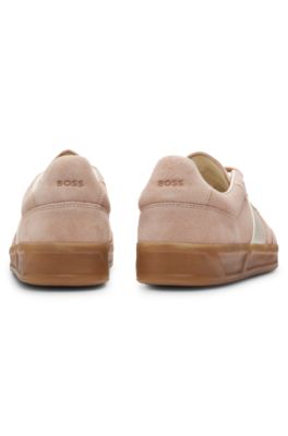 Suede trainers with smooth-leather trims, light pink