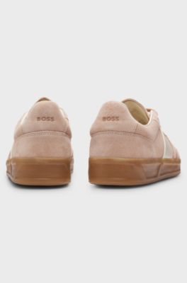 Suede trainers with smooth-leather trims, Light Pink