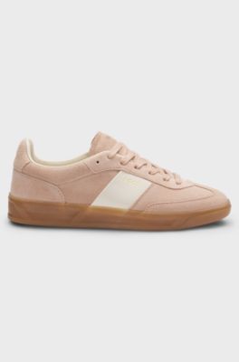 Suede trainers with smooth-leather trims, light pink