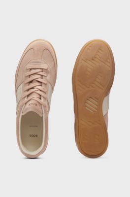 Suede trainers with smooth-leather trims, light pink
