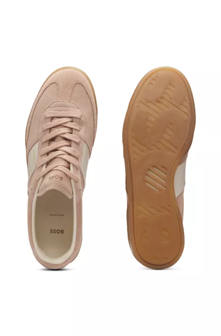 Suede trainers with smooth-leather trims