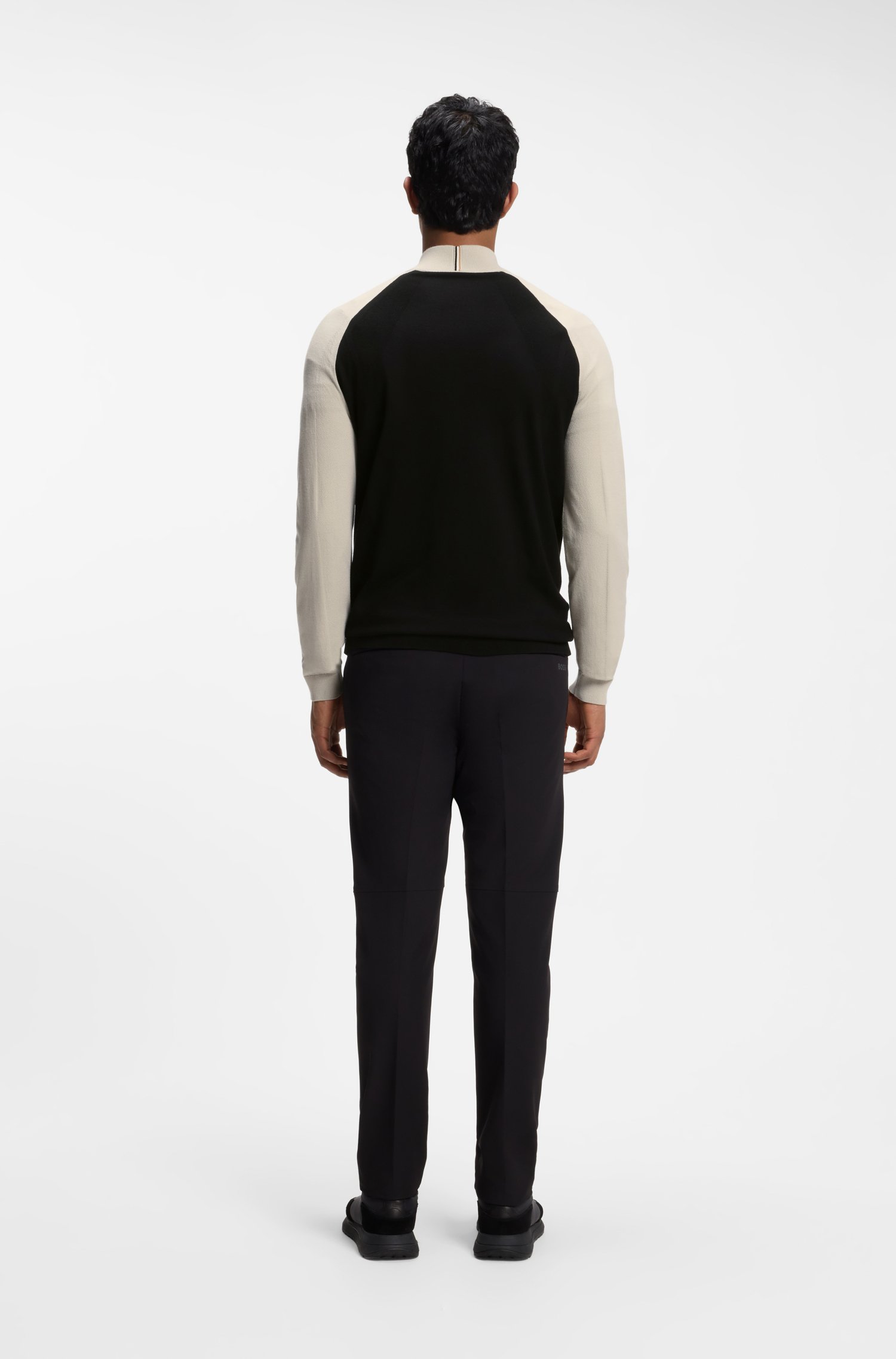 Boss Colour-blocked sweater with zip neck stickade tröjor herr – bild 3