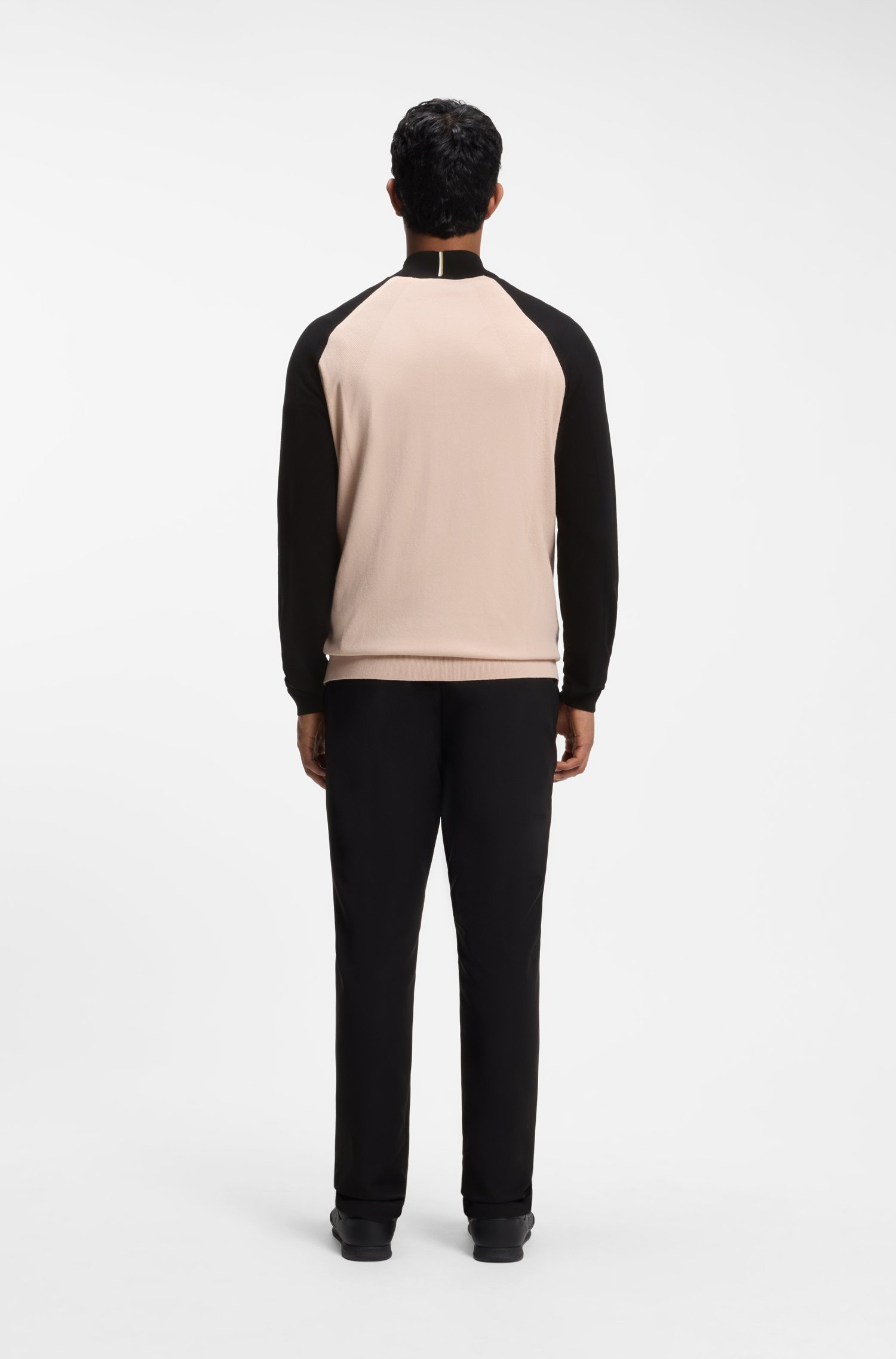 Boss Colour-blocked sweater with zip neck stickade tröjor herr – bild 3