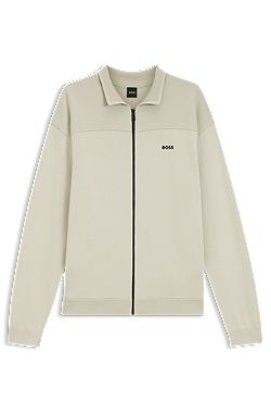 Zip-up cardigan with structured graphic pattern