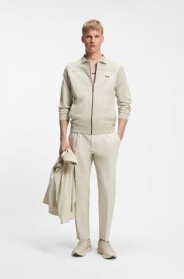 Zip-up cardigan with structured graphic pattern, Natural