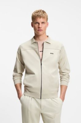 Zip-up cardigan with structured graphic pattern, Natural