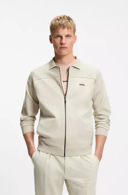 Zip-up cardigan with structured graphic pattern