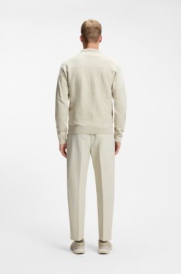 Zip-up cardigan with structured graphic pattern, Natural