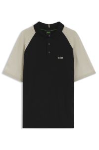 Active colour-blocked knit polo , Black