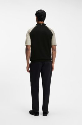 Boss Active colour-blocked knit polo pikéer herr – bild 3