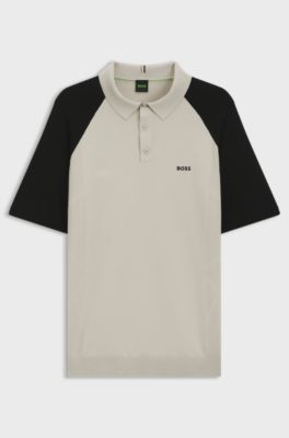 Active polo in maglia a blocchi di colore, Beige chiaro