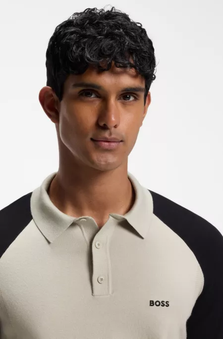 Active Strick-Poloshirt mit Colour-Blocking