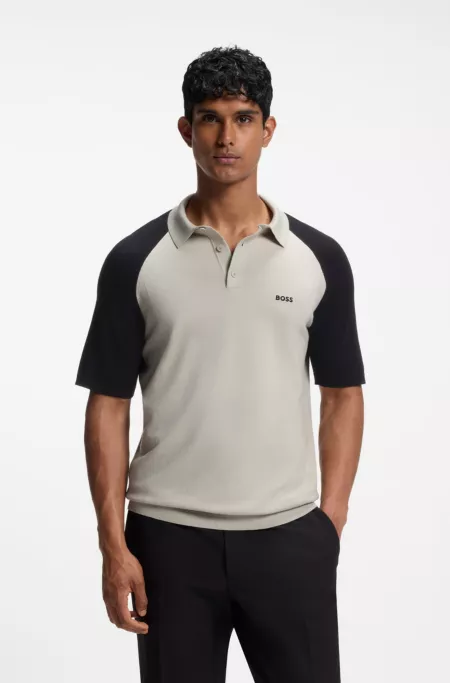 Active Strick-Poloshirt mit Colour-Blocking