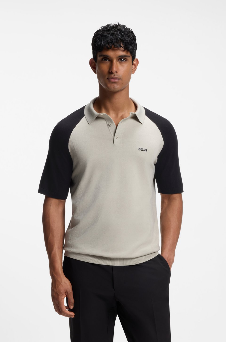 Active colour-blocked knit polo