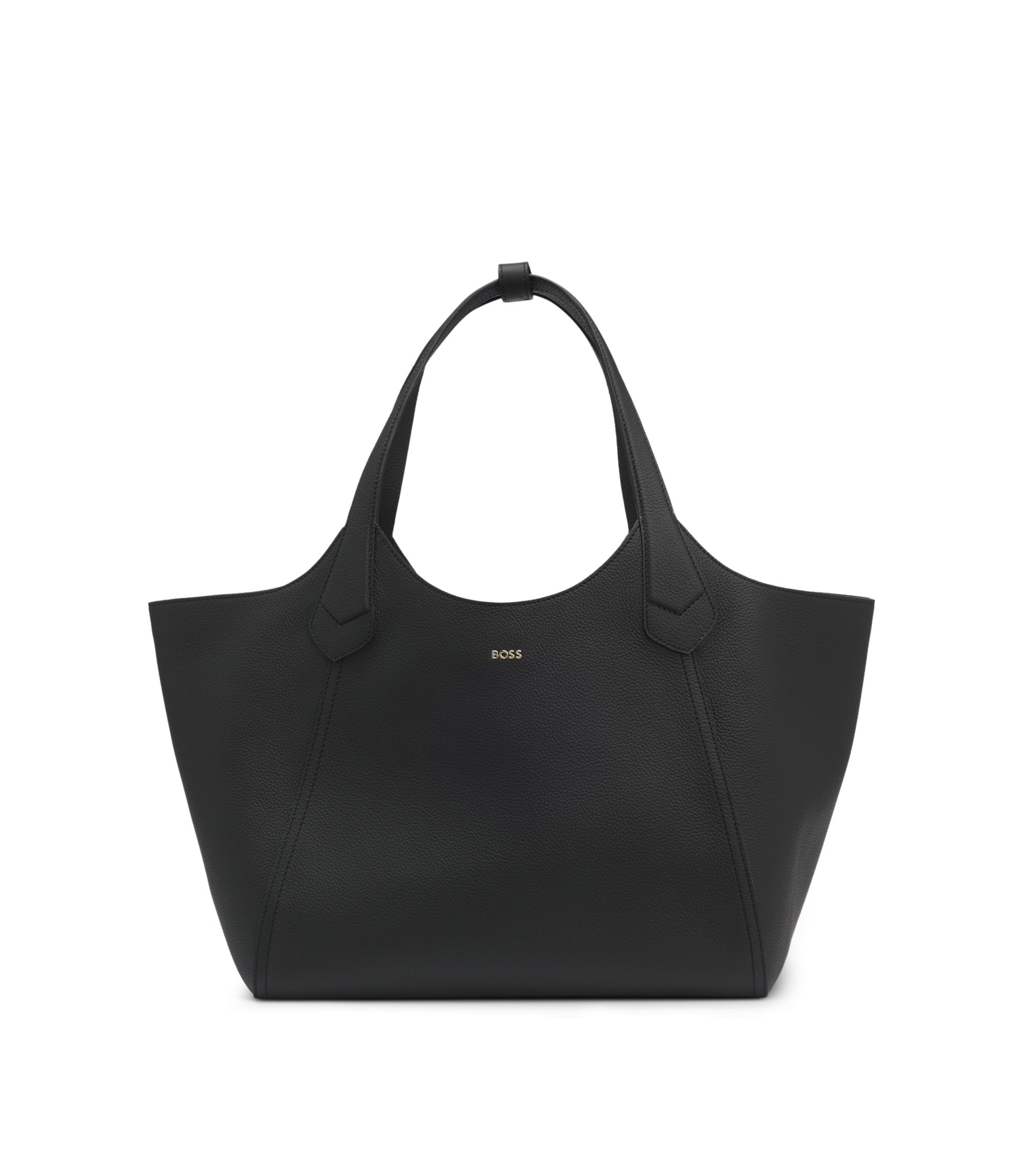 Tote Bag aus genarbtem Leder mit Logo-Schriftzug