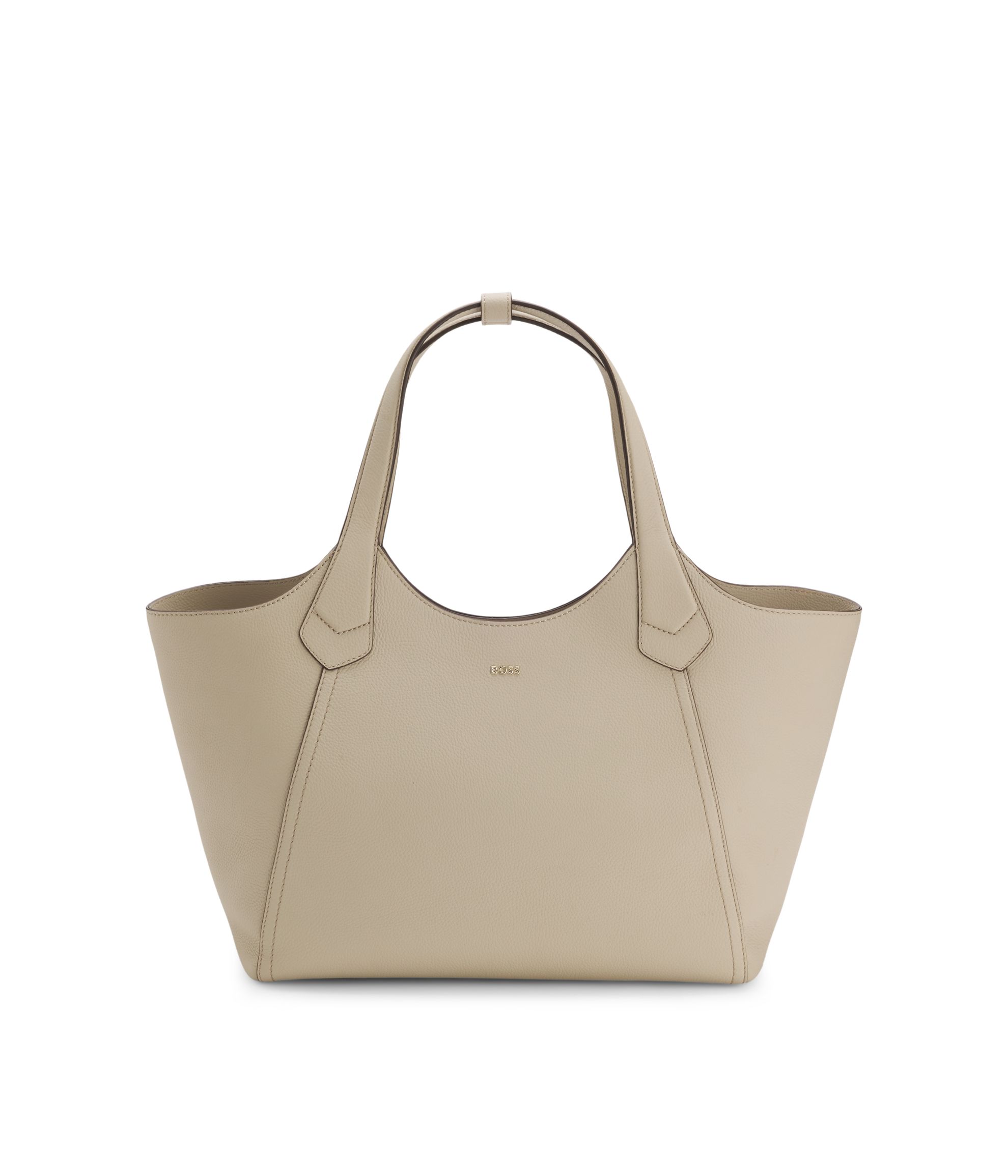 Tote Bag aus genarbtem Leder mit Logo-Schriftzug